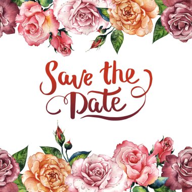 Kır çiçeği gül çiçek çerçeve izole bir suluboya tarzında.