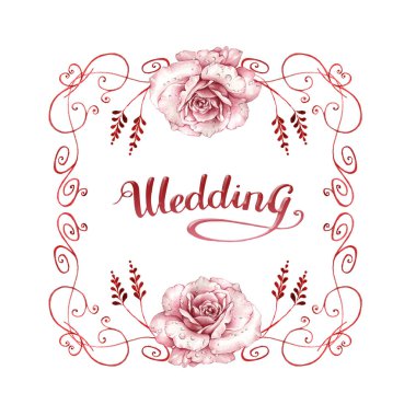 Kır çiçeği gül çiçek çerçeve izole bir suluboya tarzında.