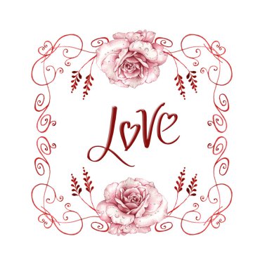 Kır çiçeği gül çiçek çerçeve izole bir suluboya tarzında.