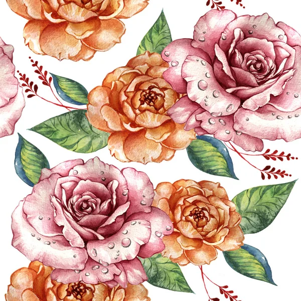 Flor silvestre rosa patrón de flores en un estilo de acuarela aislado . — Foto de Stock
