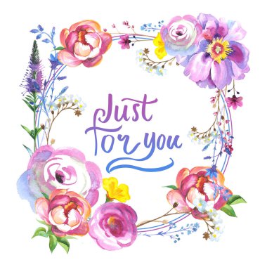 Kır çiçeği gül çiçek çerçeve izole bir suluboya tarzında