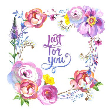 Kır çiçeği gül çiçek çerçeve izole bir suluboya tarzında