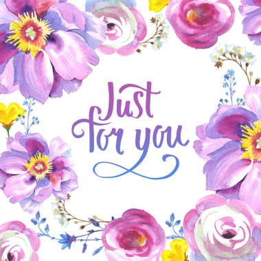 Kır çiçeği gül çiçek çerçeve izole bir suluboya tarzında