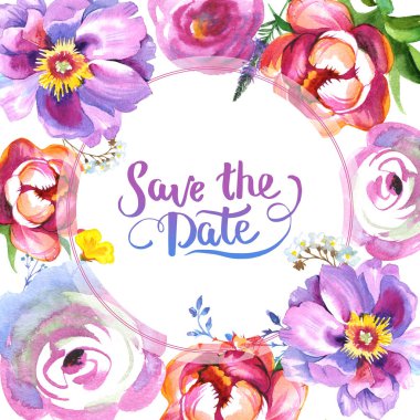 Kır çiçeği gül çiçek çerçeve izole bir suluboya tarzında