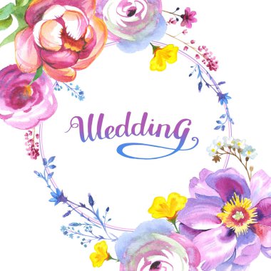 Kır çiçeği gül çiçek çerçeve izole bir suluboya tarzında