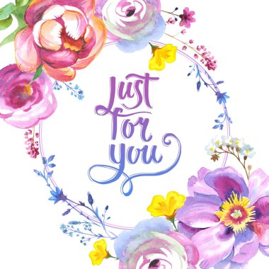 Kır çiçeği gül çiçek çerçeve izole bir suluboya tarzında