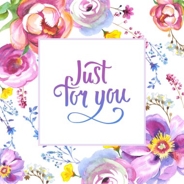 Kır çiçeği gül çiçek çerçeve izole bir suluboya tarzında