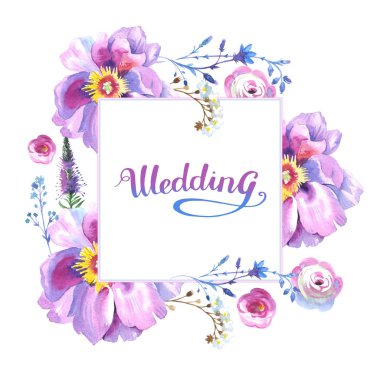 Kır çiçeği gül çiçek çerçeve izole bir suluboya tarzında