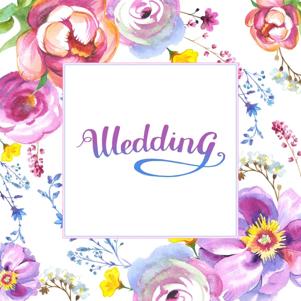 Kır çiçeği gül çiçek çerçeve izole bir suluboya tarzında