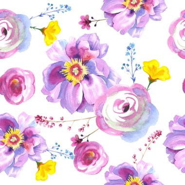Kır çiçeği gül çiçek deseni izole bir suluboya tarzında