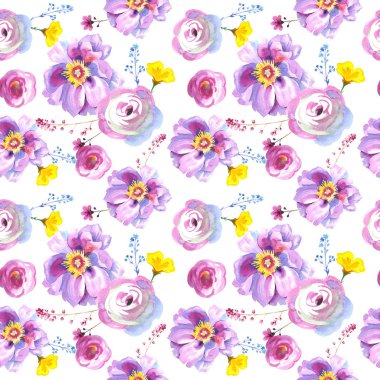 Kır çiçeği gül çiçek deseni izole bir suluboya tarzında