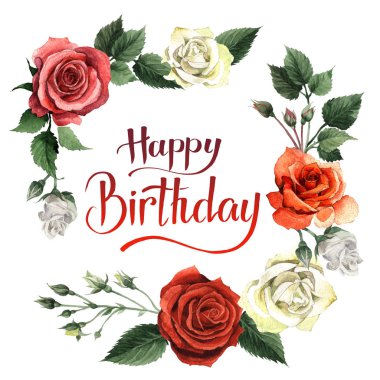 Kır çiçeği gül çiçek çerçeve izole bir suluboya tarzında.