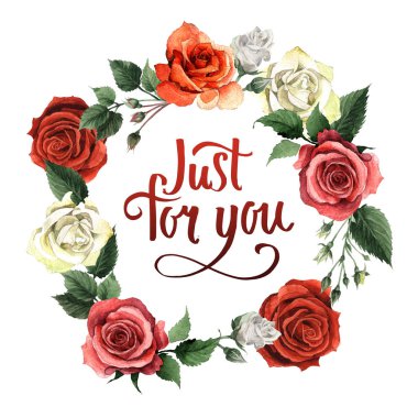 Kır çiçeği gül çiçek çelenk izole bir suluboya tarzında.