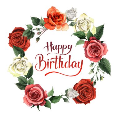 Kır çiçeği gül çiçek çelenk izole bir suluboya tarzında.