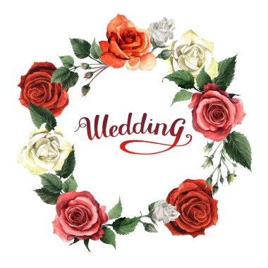 Kır çiçeği gül çiçek çelenk izole bir suluboya tarzında.