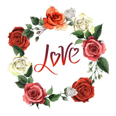 Kır çiçeği gül çiçek çelenk izole bir suluboya tarzında.