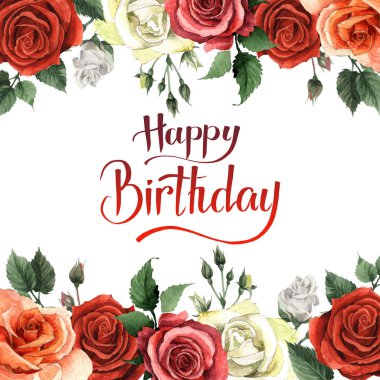 Kır çiçeği gül çiçek çerçeve izole bir suluboya tarzında.