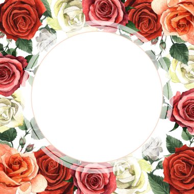 Kır çiçeği gül çiçek çerçeve izole bir suluboya tarzında.