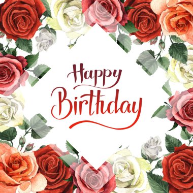 Kır çiçeği gül çiçek çerçeve izole bir suluboya tarzında.