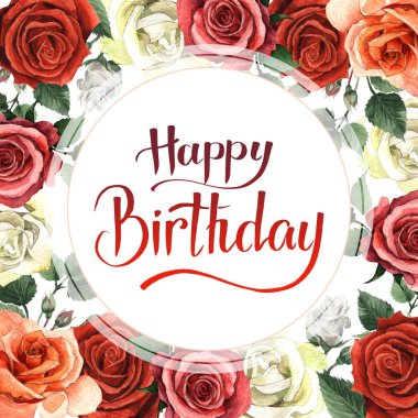 Kır çiçeği gül çiçek çerçeve izole bir suluboya tarzında.