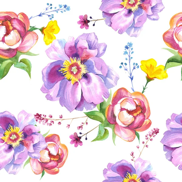 Wildblume Rose Blumenmuster in einem Aquarell-Stil isoliert — Stockfoto