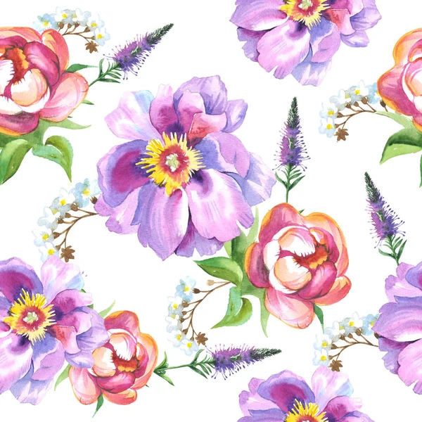 Wildflower rose flower pattern in a watercolor style isolated — Stock Photo, Image