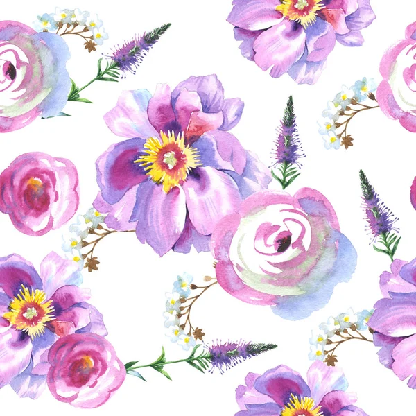 Wildflower roze bloemenpatroon in een aquarel stijl geïsoleerd — Stockfoto