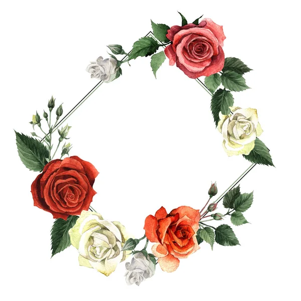 Kır çiçeği gül çiçek çerçeve izole bir suluboya tarzında.