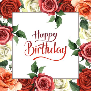 Kır çiçeği gül çiçek çerçeve izole bir suluboya tarzında.