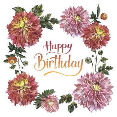 Kır çiçeği aster çiçek çerçeve izole bir suluboya tarzında.