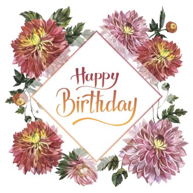 Kır çiçeği aster çiçek çerçeve izole bir suluboya tarzında.