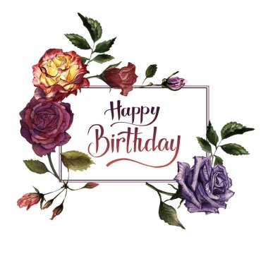 Kır çiçeği gül çiçek çerçeve izole bir suluboya tarzında.