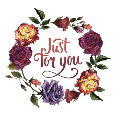 Kır çiçeği gül çiçek çelenk izole bir suluboya tarzında.