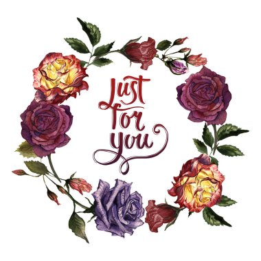 Kır çiçeği gül çiçek çelenk izole bir suluboya tarzında.