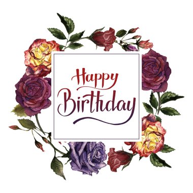 Kır çiçeği gül çiçek çerçeve izole bir suluboya tarzında.