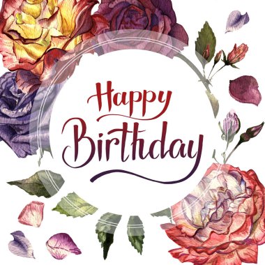 Kır çiçeği gül çiçek çerçeve izole bir suluboya tarzında.