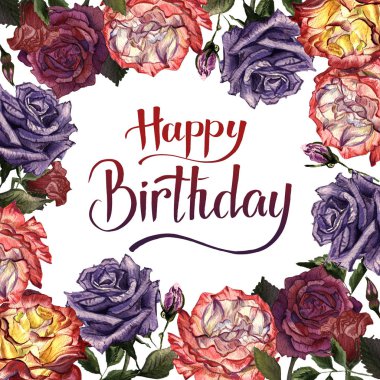 Kır çiçeği gül çiçek çerçeve izole bir suluboya tarzında.