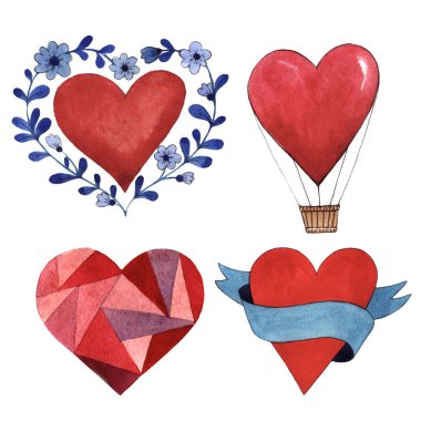 Mutlu Sevgililer günü aşk kutlama izole bir suluboya tarzında.