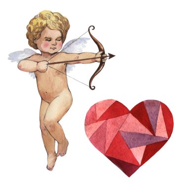 Mutlu Sevgililer günü aşk kutlama izole bir suluboya tarzında.