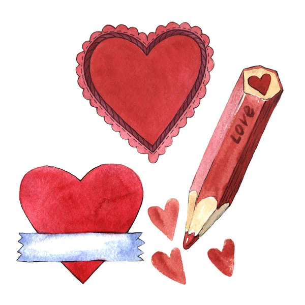 Happy Valentijnsdag liefde viering in een aquarel stijl geïsoleerd. — Stockfoto