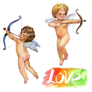 Mutlu Sevgililer günü aşk kutlama izole bir suluboya tarzında.