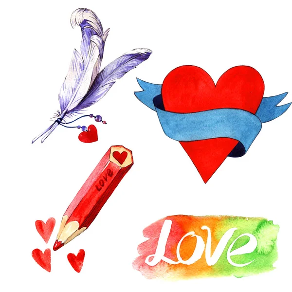 Happy Valentijnsdag liefde viering in een aquarel stijl geïsoleerd. — Stockfoto