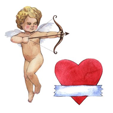 Mutlu Sevgililer günü aşk kutlama izole bir suluboya tarzında.