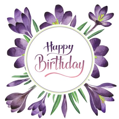 Kır çiçeği çiğdemler çiçek çerçeve izole bir suluboya tarzında.