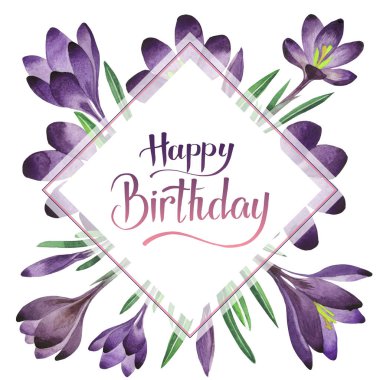 Kır çiçeği çiğdemler çiçek çerçeve izole bir suluboya tarzında.