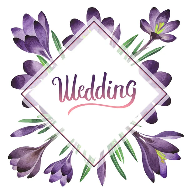 Kır çiçeği çiğdemler çiçek çerçeve izole bir suluboya tarzında.