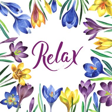 Kır çiçeği çiğdemler çiçek çerçeve izole bir suluboya tarzında.