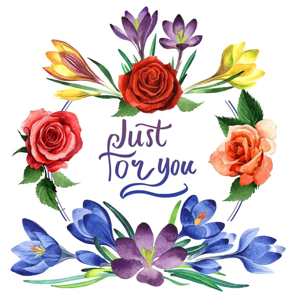 Kır çiçeği çiğdemler çiçek çerçeve izole bir suluboya tarzında.