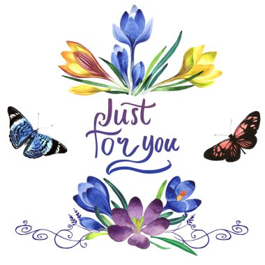 Kır çiçeği çiğdemler çiçek çerçeve izole bir suluboya tarzında.