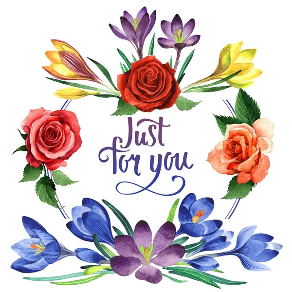 Kır çiçeği çiğdemler çiçek çerçeve izole bir suluboya tarzında.